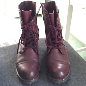 Steve Madden wine color combat boots